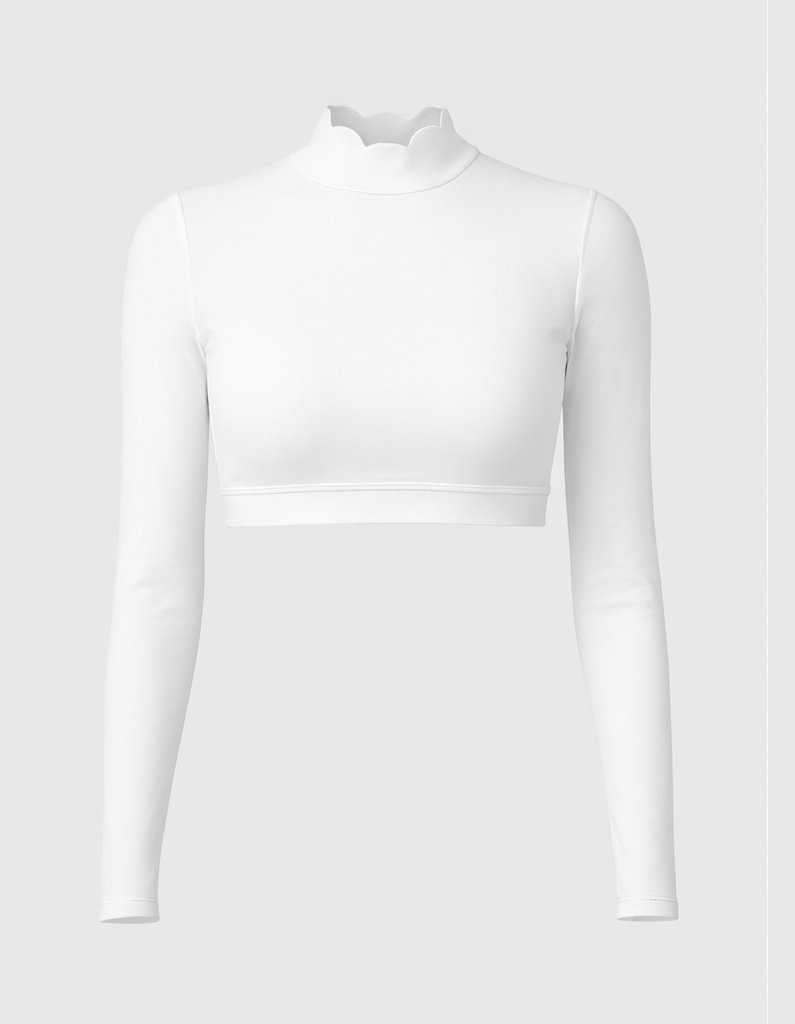 Long sleeve scallop back top