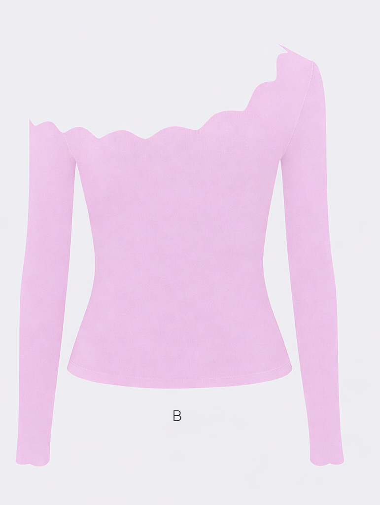 Scallop edge long sleeve top