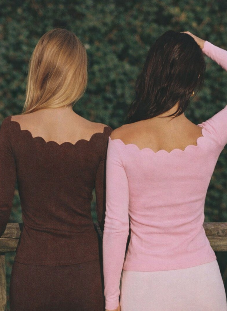Scallop edge long sleeve top