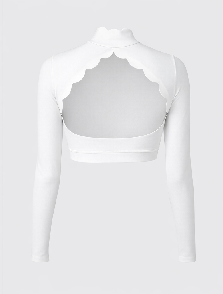 Long sleeve scallop back top