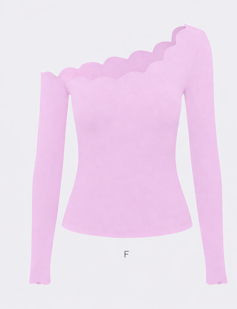 Scallop edge long sleeve top